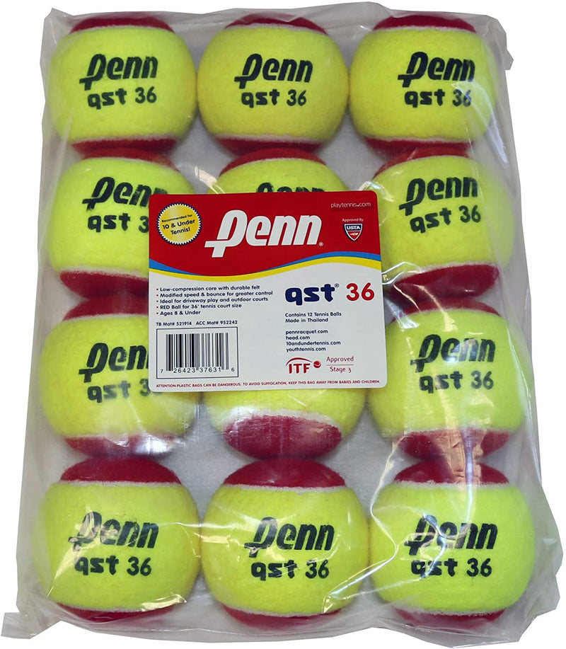 Penn Quick Start Tennis Balls 36' Red Felt (12-Pack)