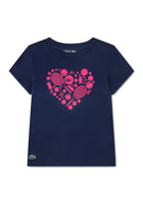 Lacoste Girls Love T-Shirt (Navy Blue/Pink)